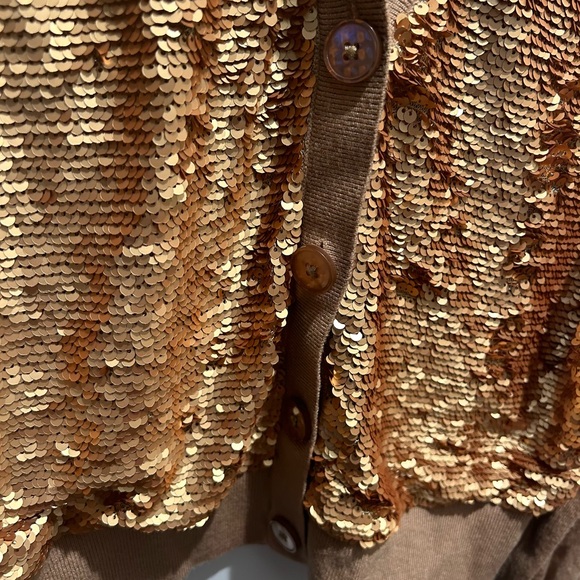 NEW Swetear Goldish/Brown with Sequins on front Size Small Express - Picture 7 of 10